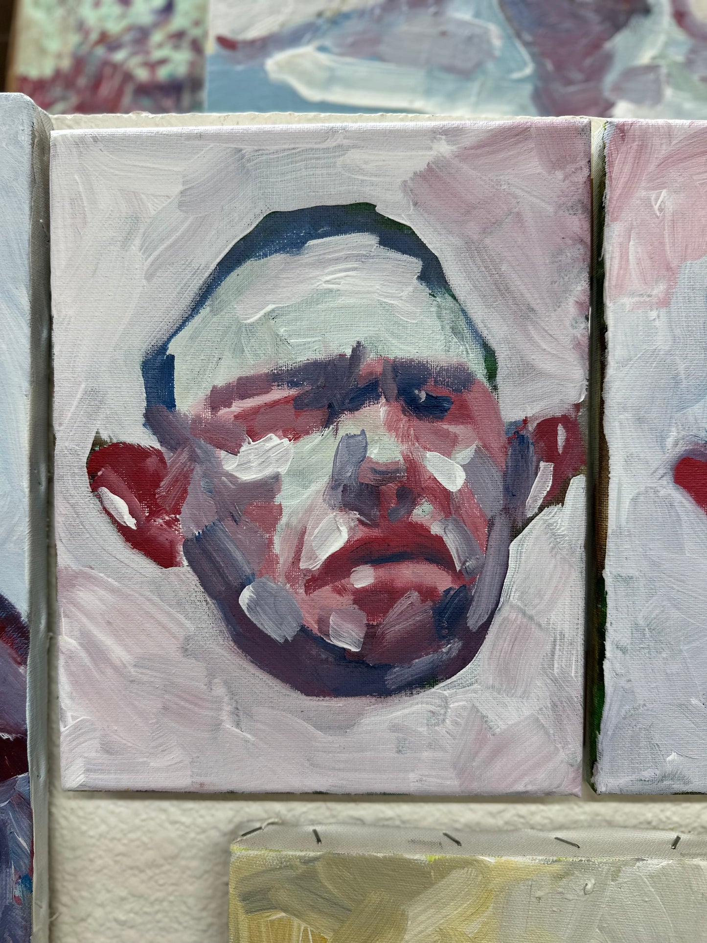 24”x10” triptych oil painting