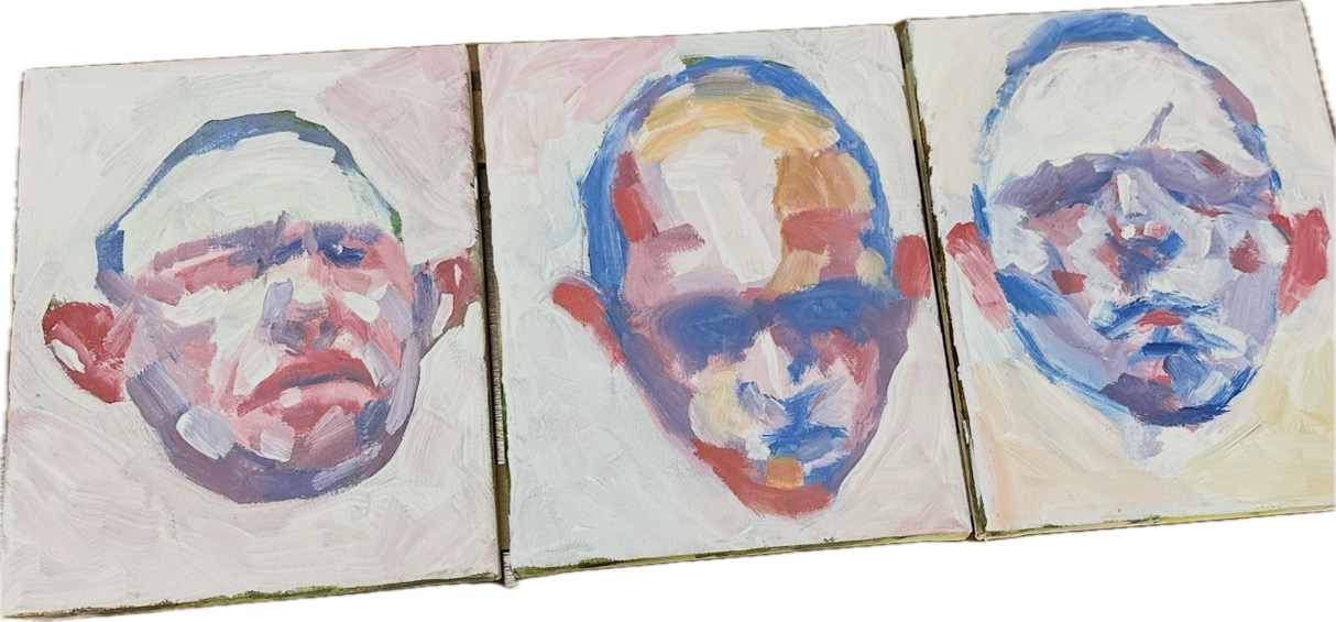 24”x10” triptych oil painting
