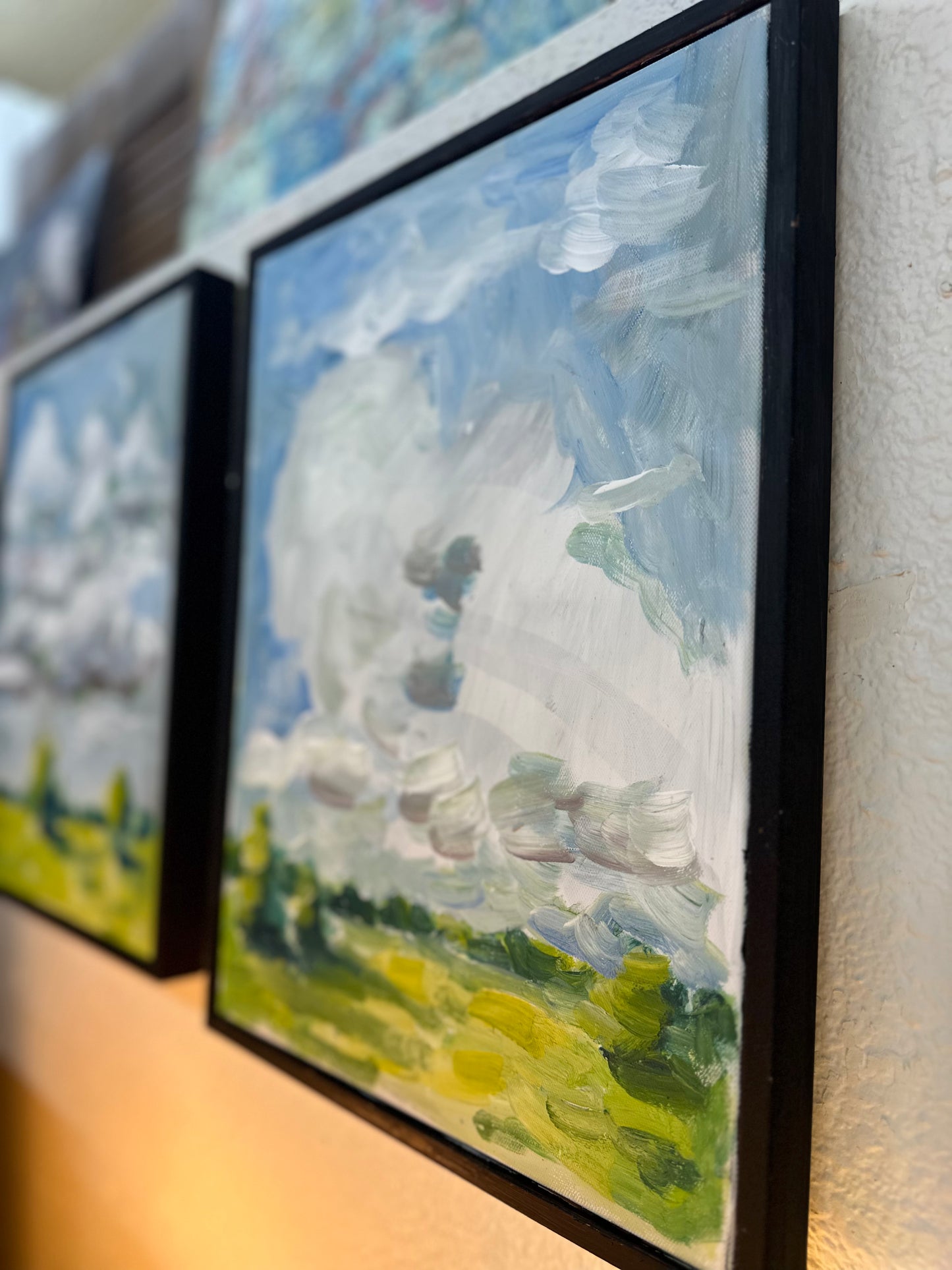 Pair pastoral oil paintings framed