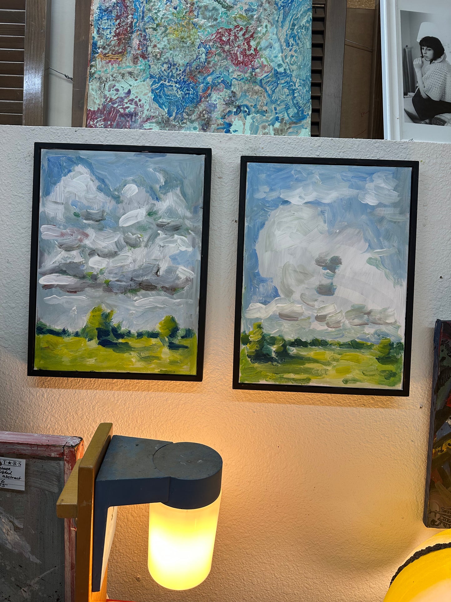 Pair pastoral oil paintings framed