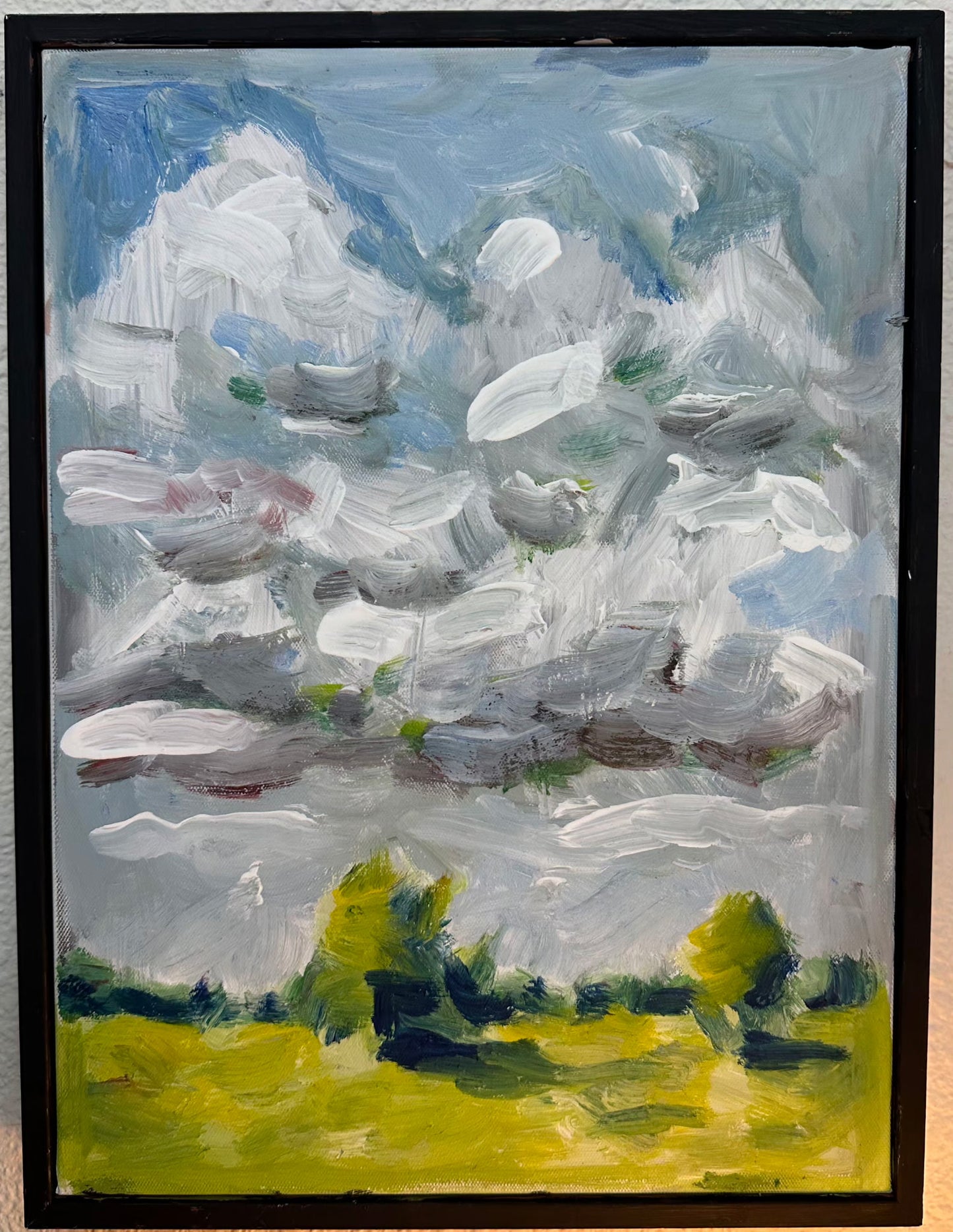 Pair pastoral oil paintings framed