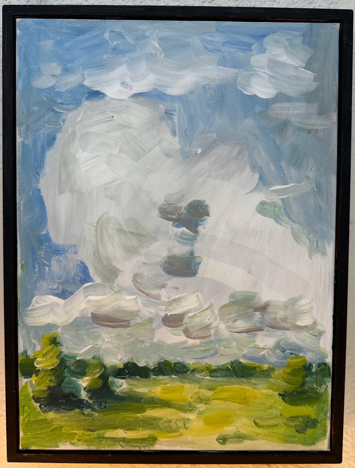Pair pastoral oil paintings framed