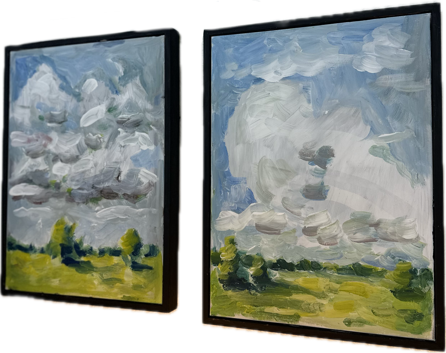 Pair pastoral oil paintings framed