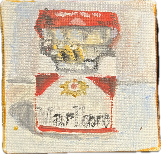 2”X2” original oil painting on canvas cigarettes